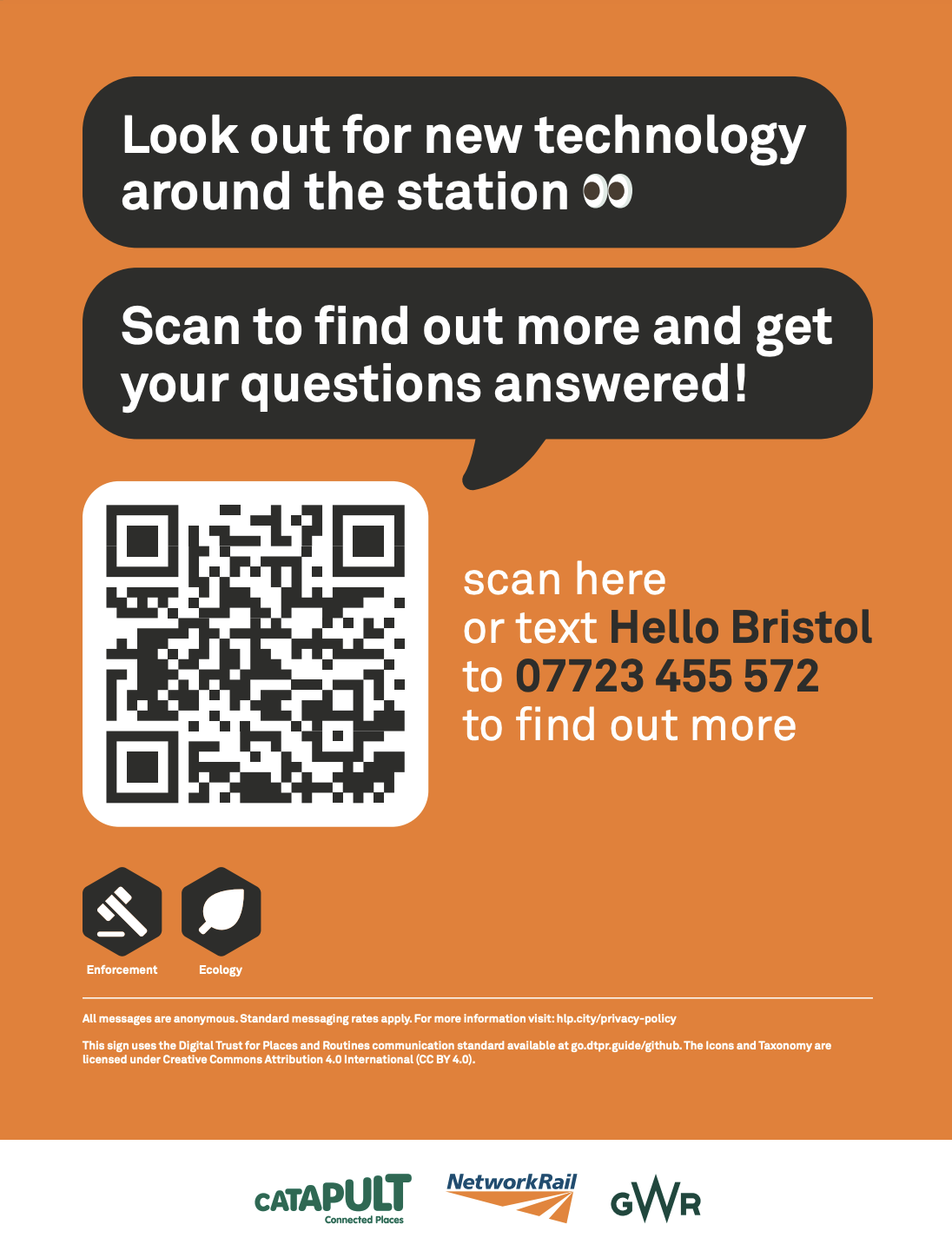 This sign uses the Digital Trust for Places and Routines communication standard available at go.dtpr.guide/github. The Icons and Taxonomy are licensed under Creative Commons Attribution 4.0 International (CC BY 4.0).